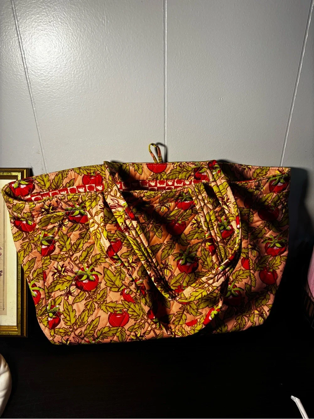 Vera Bradley Small Hathaway Tote in Tomato Vines - Picture 2 of 3